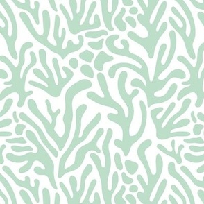 Ode to the artist - abstract leaves paper cute pop art matisse inspired organic shapes swim beach surf theme mint sea foam green on white