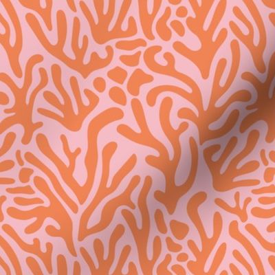 Ode to the artist - abstract leaves paper cute pop art matisse inspired organic shapes swim beach surf theme retro orange on pink