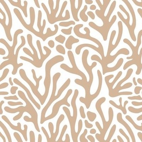 Ode to the artist - abstract leaves paper cute pop art matisse inspired organic shapes swim beach surf theme latte beige tan on white