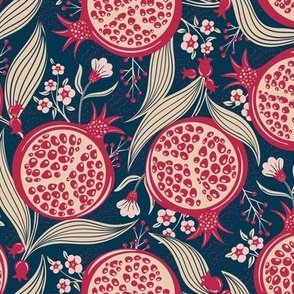 pomegranates in dark blue