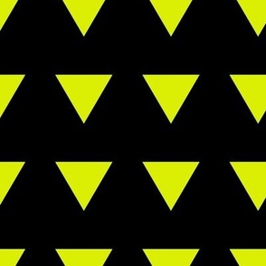 Geometric basic triangles in rows neon lime on black