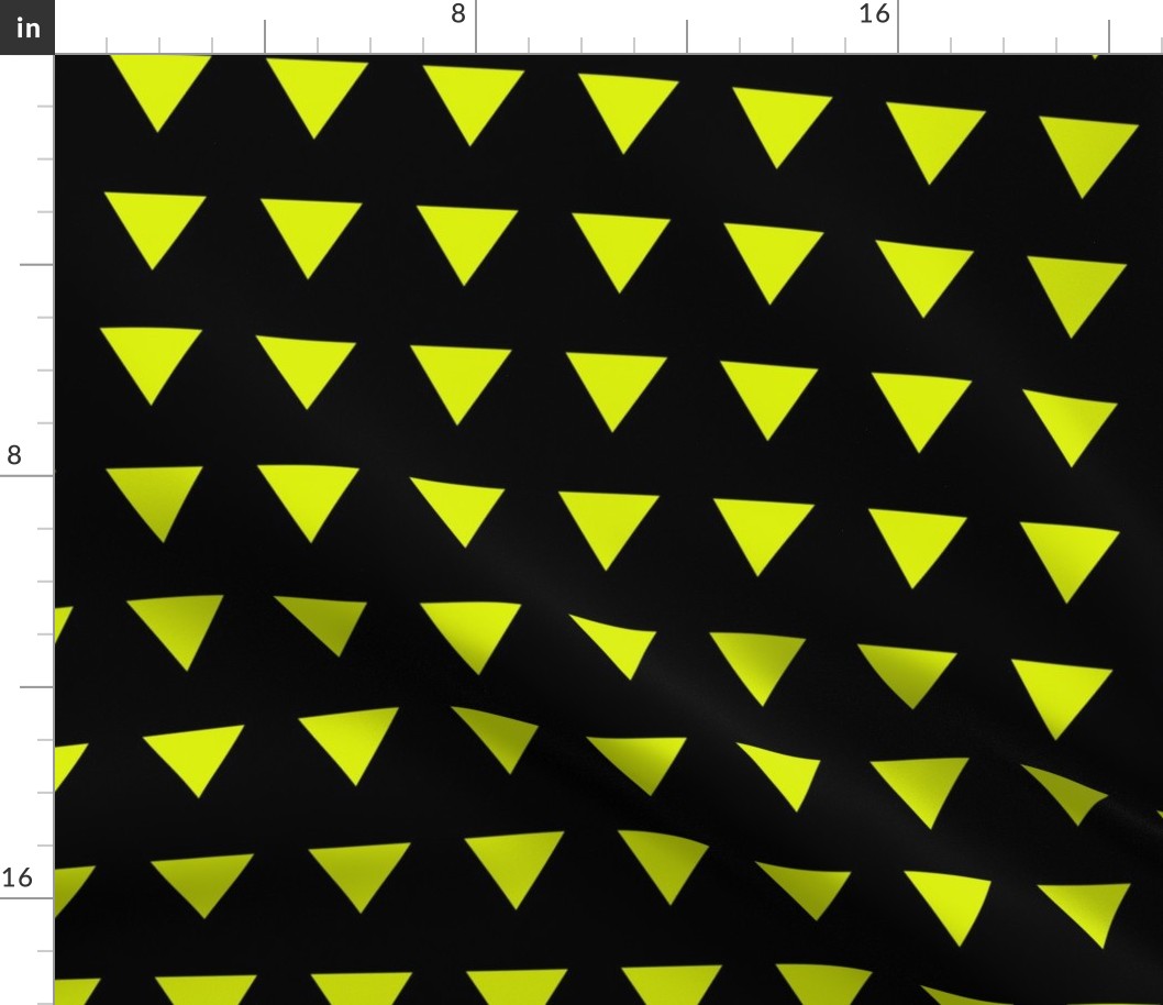 Geometric basic triangles in rows neon lime on black