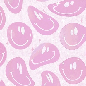 Trippy Boho Light Pink Smiley Face - Boho Pink Smiley Face - Pale Pink Trippy Smiley Face - SmileBlob - xxtsf514 - 67.91in x 56.49in repeat - 150dpi (Full Scale)
