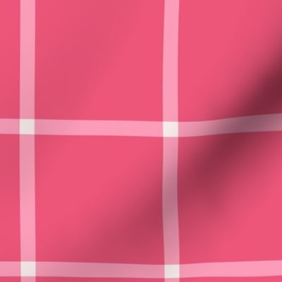 Hot pink windowpane 3 inch square check - large scale for bedding and home decor