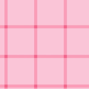 Medium pink  windowpane 3 inch square check - large scale for bedding and home decor