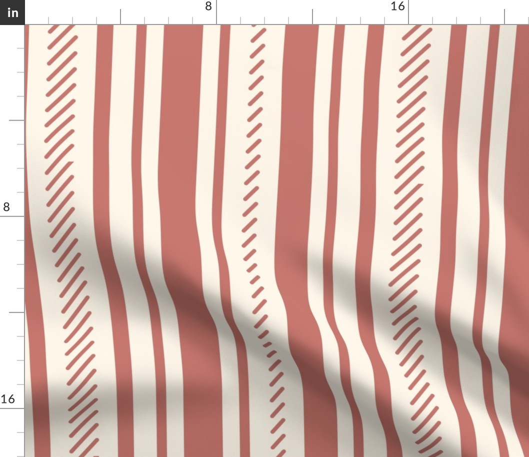 Ticking stripes maroon on white - classic striped pattern - large scale for bedding and home decor