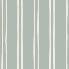 Large hand painted pinstripe in sage and cream