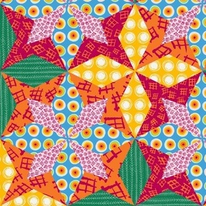 Cheaters Flower Quilt red and orange