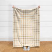 Countryside windowpane 3 inch square check - yellow lines on pale salmon background- large scale for bedding and home decor