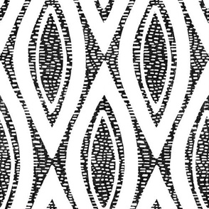Large - Eyes on you - pattern on pattern - black and white