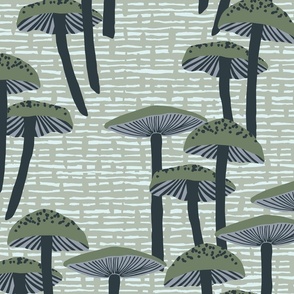 Mushroom Grasscloth Teal Green Pantone Mega Matter Autumn Shrooms Jumbo Scale