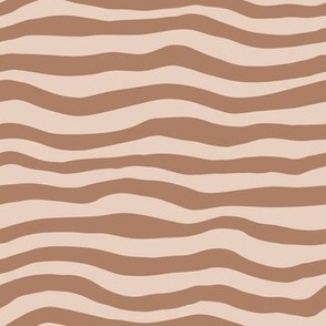 Wonky hand drawn beige stripes on brown