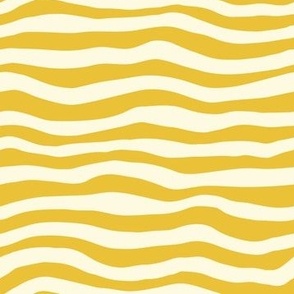 Wonky hand drawn cream white stripes on bright yellow