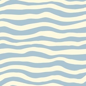 Wonky hand drawn cream white stripes on baby blue