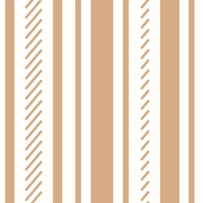 Ticking stripes light brown on white - classic striped pattern - large scale for bedding and home decor