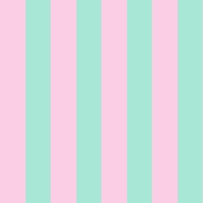 Large Scale Ken Beach Stripes in Pink and Mint 