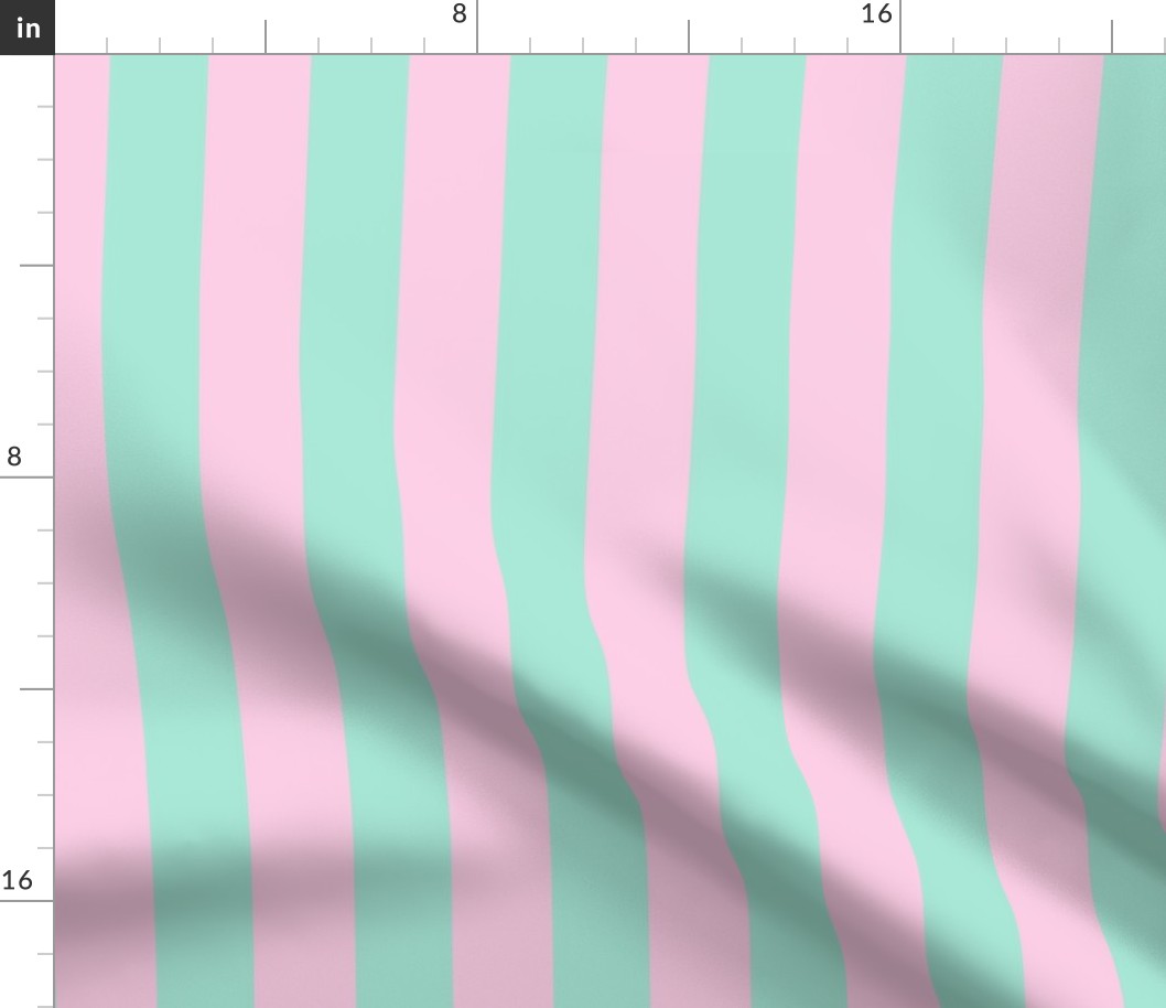 Large Scale Ken Beach Stripes in Pink and Mint 