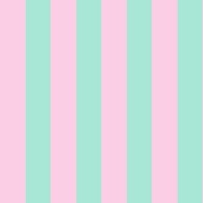 Medium Scale Ken Beach Stripes in Pink and Mint 