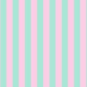 Small Scale Ken's Beach Stripes in Pink and Mint 