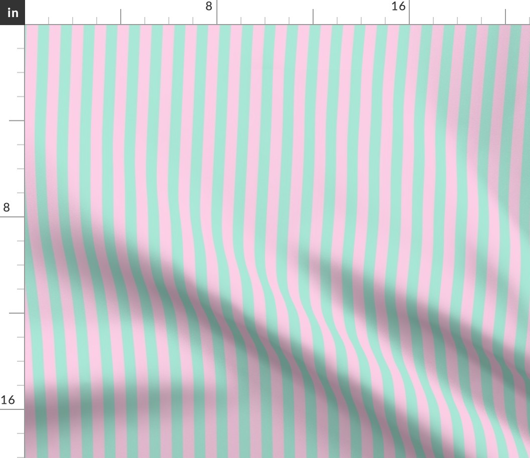 Small Scale Ken's Beach Stripes in Pink and Mint 