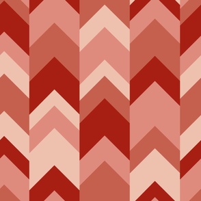 Shades of red and pink chevron pattern - classic geometric arrow pattern - large scale for bedding and home decor