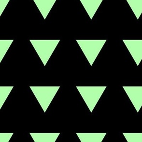 Geometric basic triangles in rows neon mint green nineties retro  on black