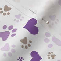 Purple Hearts and Paw Prints - Small Scale