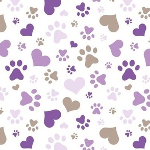 Purple Hearts and Paw Prints - Small Scale