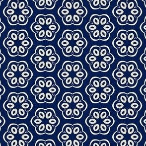 Kimono 2. Blue Geometric Abstract Flower Design. 