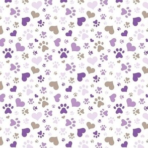 Purple Hearts and Paw Prints - Tiny Scale