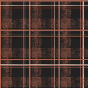 Cozy Textured Vintage Plaid - Black with Rust Red