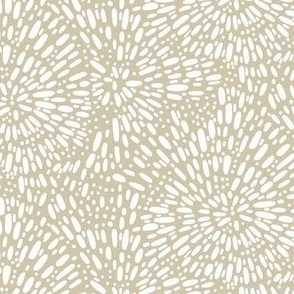 bursting spiral abstract white on neutral taupe small scale