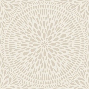 mandala tile - bone beige_ creamy white - hand drawn geometric floral
