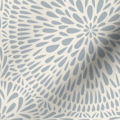 mandala tile - creamy white_ french grey blue - hand drawn geometric floral