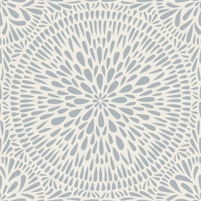 mandala tile - creamy white_ french grey blue - hand drawn geometric floral