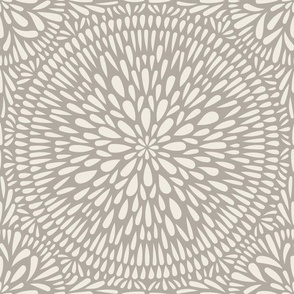 mandala tile - cloudy silver taupe_ creamy white - hand drawn geometric floral