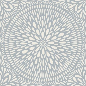 mandala tile - creamy white_ french grey blue 02 - hand drawn geometric floral