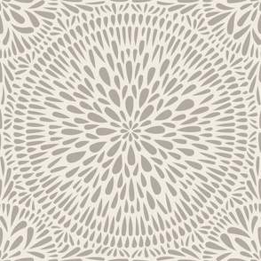 mandala tile - cloudy silver_ creamy white - hand drawn geometric floral