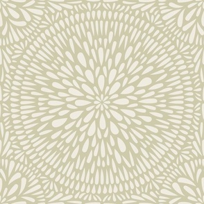 mandala tile - creamy white_ thistle green 02 - hand drawn geometric floral