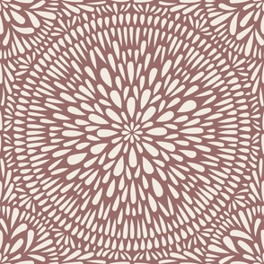 mandala tile - copper rose pink_ creamy white - hand drawn geometric floral