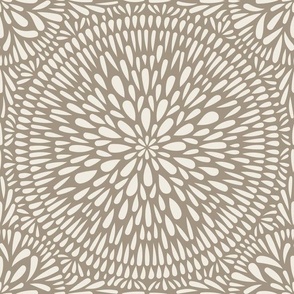 mandala tile - creamy white_ khaki brown 02 - hand drawn geometric floral