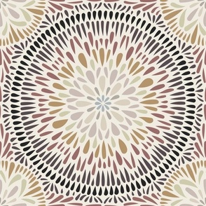 mandala tile - pretty palette on creamy white - hand drawn geometric floral