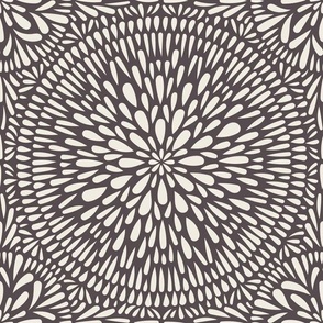 mandala tile - creamy white_ purple brown 02 - hand drawn geometric floral