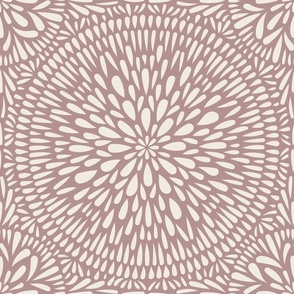 mandala tile - creamy white_ dusty rose pink 02 - hand drawn geometric floral