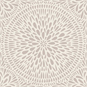 mandala tile - creamy white_ silver rust - hand drawn geometric floral