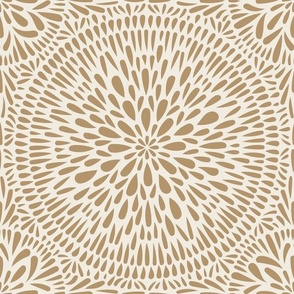 mandala tile - creamy white_ lion gold mustard - hand drawn geometric floral