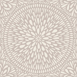 mandala tile - creamy white_ silver rust blush - hand drawn geometric floral