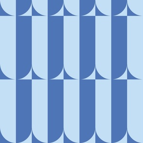 Two Tone Blue Geometric Split Stripes / Monochromatic Blue Geometric Wallpaper