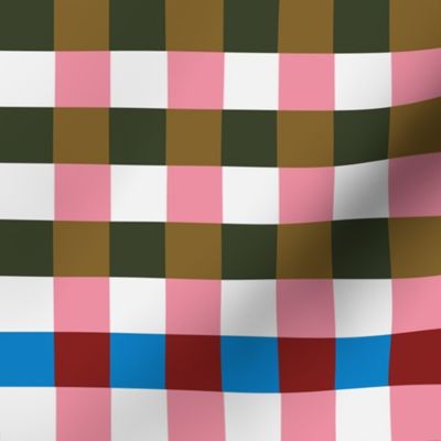 Funky Plaid Lad / Funky Plaid Stripes in Retro Green and Pink Colors with Red and Blue Pop