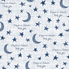 Stars and Moon with saying Papa in Heaven Loves You - Medium Scale - Navy Blue